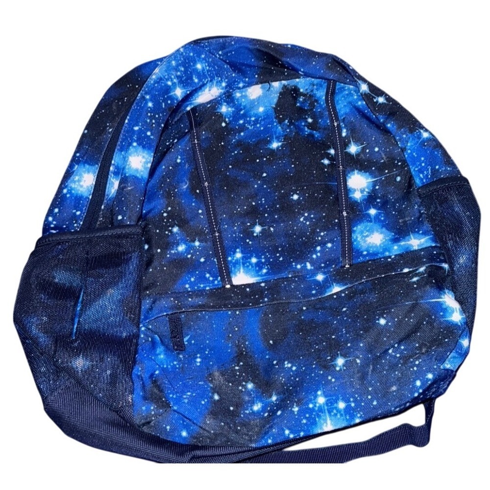 Lands' End Kids Backpack Galaxy Print Blue School Bag Travel 16"